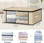 HomeHacks 8-Pack Clothes Organizer Storage Bags, 35L Storage Bins, Beige - Image 2