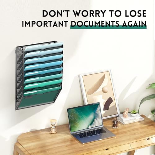 8-Tier Wall File Organizer, Hanging File Holder, Wall Mounted Mail Sorter - Image 4