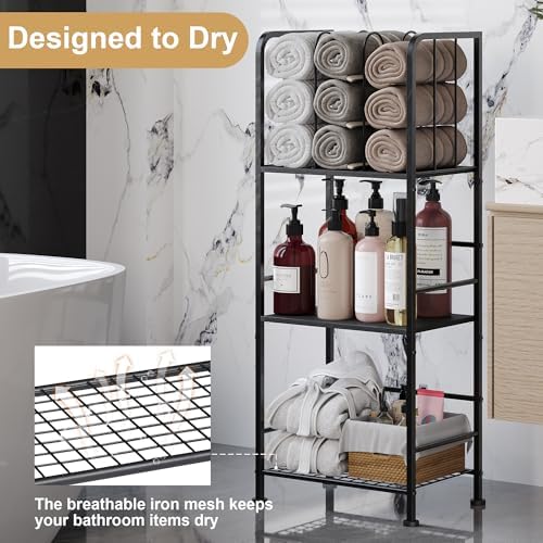 3-Tier Freestanding Towel Racks for Bathroom, Black Towel Rack Stand - Image 4