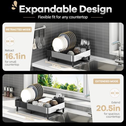 Urackify Stainless Steel Dish Drying Rack for Kitchen Counter,Black - Image 3
