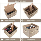Moteph Shoe Organizer for Closet - Shoe Storage Organizer for Closet Organization with Clear Cover & Adjustable Dividers, Shoe Rack & Basket - (Light Brown, Medium - 16 Pairs) - Image 3