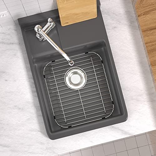 SANNO Sink Bottom Grid for Kitchen, Sink Protectors with Rear Drain Hole for Double Sink,Stainless Steel,13" L x 11.6" W - Image 6