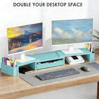 Spacrea Dual Monitor Stand Riser with Drawer and 2 Pen Holders - Image 4