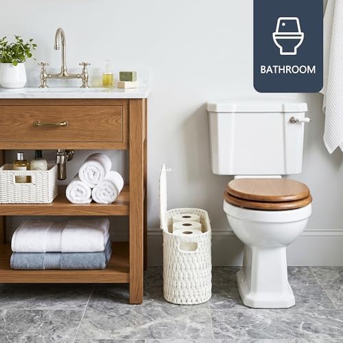 Coeusy Toilet Paper Storage Basket with Lid, Wicker Basket for Bathroom - Image 3