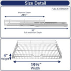 Pull Out Cabinet Organizer, 19.5" W x 21.5" D, Heavy Duty Chrome Slide Out Shelf for Base Cabinets, Sliding Wire Basket Drawer for Pantry Items, Bowls, Containers & Cleaning Supplies - Image 2