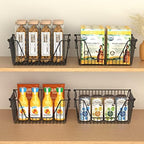 Slideep Wire Storage Baskets, Freezer Baskets Farmhouse Stackable Organizer Storage Bins Large Organizer for Storage, Office, Bathroom, Pantry Organization Storage with Handles 14" Black -Set of 3 - Image 5