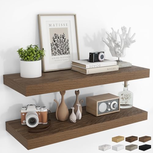 RICHFOCUS 36Inch Floating Shelves for Wall 2Pack, Walnut, 8" Deep by RICHFOCUS