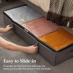 Lifewit Under Bed Storage Containers 4 Pack, Large Capacity Blanket Storage Bags with Reinforced Handle, Organization and Storage for Clothes, Sheets, Towels, Bedroom, Closet, College Dorm, Grey - Image 3