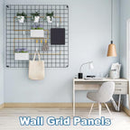 uxcell 2Pcs Wire Wall Grid Panel, 16" x 12" Metal Photo Hanging Display Grid Shelf Decorative Gridwall Wire Board Organizer with Hook for Art Display Frame Home Decor, Black - Image 4