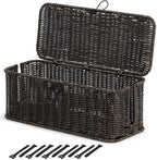 Cable Management Box, Cord Organizer with Lid & Cable Ties - Black, L by BROWNLILY
