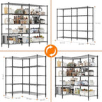 Homdox 5-Tier Adjustable Metal Storage Shelves, Space-Saving Corner Rack for Kitchen, Pantry, Office, Garage, Books & Plants, 18"x72"x72", Black - Image 2