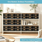 Bagnizer 4 Pack Plastic Storage Bins with Bamboo Lids, 6.2qt Stackable Storage Organizer Box with Lable for Pantry Shelves Drawers Desktop Office, 12"L x 8.3"W x 3.5"H, Black - Image 6