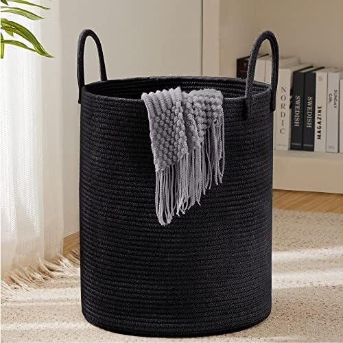 YOUDENOVA Woven Rope Laundry Hamper Basket, 58L Blanket Basket for Nursery by YOUDENOVA
