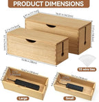 KIRIGEN Wooden Cable Management Box Set of 2, Cord Organizer, Natural - Image 3