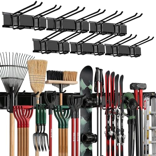 TIDYME Garage Wall Organizer, Shovel Holder Wall Mount, 96" Double Hooks by Tidyme