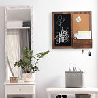 MyGift Rustic Dark Brown Wood Wall-Mounted Chalkboard with Cork Board, Mail Sorter, & Key Hooks - Image 3