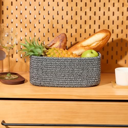 MiniArk Small Storage Baskets for Organizing | Closet Organizer Bins | Shelf Toy Basket | Woven Rope Baskets | Cube Decorative Box | Shallow Basket | 11.5x7.5x4.7” | 4 Packs Dark Gray - Image 5