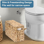 Sumnacon Toilet Paper Basket, Wicker Water Hyacinth Toilet Paper Holder with Handles and Lid, Holds Up to 6 Mega Rolls, Decorative Farmhouse Woven Bathroom Accessories Toilet Tissues Organizer, Large - Image 5