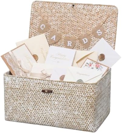 Geelin Seagrass Wedding Card Basket with Card Banner,14 Inch,White by Geelin