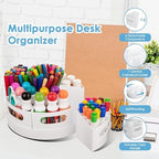CraftGenes Rotating Art Supply Organizer, 7 Removable Compartments, White - Image 6