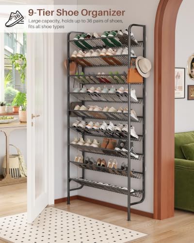 9-Tier Freestanding Shoe Rack, Metal Shoe Shelf Holds 36 Pairs - Image 5