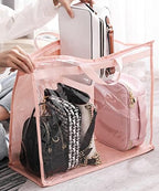 Handbag Dust Bags Clear Purse Storage Organizer for Closet Small to Extra Large Handbags Dust Free Bags Hanging Zipper Storage Bag with Hooks, (Pink, 4 Sizes-8PCS) - Image 2