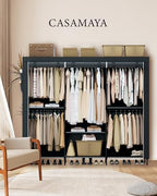 CASAMAYA Clothes Rack, Portable Closet, 81.5 Inch Large Capacity Wardrobe Closet, Clothes Storage Organizer with Shelves and 5 Hanging Rods, Easy to Assembly, Grey PCT136G01 - Image 3