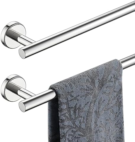JQK Chrome Towel Bar, 20.5 Inch 304 Stainless Steel Thicken 0.8mm Towel Rack Bathroom, Towel Holder Polished Finished Wall Mount, Useable Length 18 Inch 2 Pack, TB110L18-CH-P2 by Homeimprovement