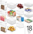 iDesign Stackable Plastic Handle Bin Storage Organizers, 18 Pack, Clear - Image 2