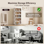 120QT Stackable Storage Bins With Lids, Collapsible Plastic Storage Bins with Wheels and Doors, Foldable Plastic Cabinets for Bedroom Dorm Garage Office Kitchen, 5 Pack - Image 4