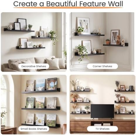 upsimples Long Floating Shelves for Wall Decor and Storage, 23.6'' Black - Image 6