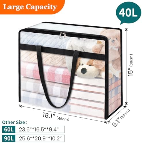 TasticTotes 8 Pack Clear Storage Bags for Comforter, Clothes & Bedding, 40L - Image 2