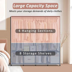 Wardrobe Closet, Quick and Easy Assembly, Gray Portable Closet - Image 5