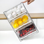 Refrigerator Drawers Pack of 2 With Pull Out Stackable Fridge Organizer Bins, Clear Cabinet Organizers for Kitchen Pantry Food Containers Produce Storage (2 Drawer,Large) - Image 6