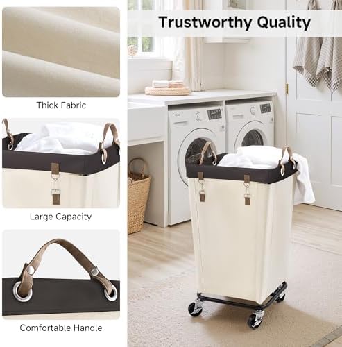 StorageWorks 110L Laundry Basket with Wheels, Rolling Hampers for Clothing - Image 5