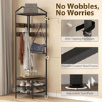HOMCOM Corner Hall Tree, 4-Tier Coat Rack with Shoe Storage, Rustic Brown - Image 5