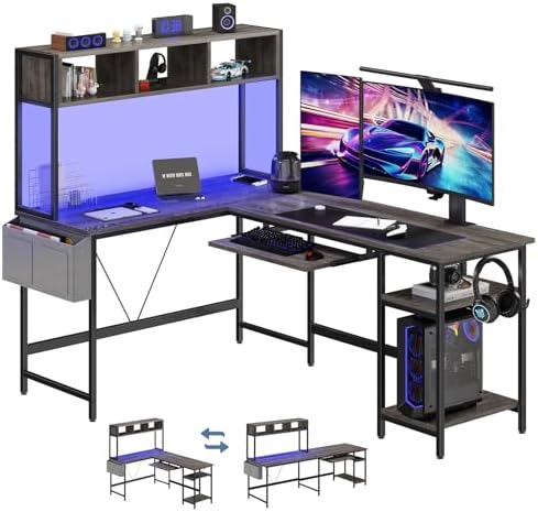 DUMOS 67" L Shaped Gaming Desk，Corner Computer Desk with Storage Shelf by DumosLifestyle