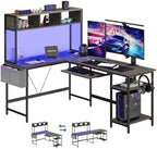 DUMOS 67" L Shaped Gaming Desk，Corner Computer Desk with Storage Shelf by DumosLifestyle