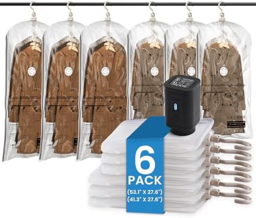 TAILI Hanging Vacuum Storage Bags for Clothes,6 Combo with Pump by TAILI
