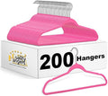 Quality Hangers 200 Pack Slim Plastic Hangers for Clothes - Sturdy Non-Velvet Pink Hangers with 360° Swivel Chrome Hook & Notches - Versatile for Coats Shirts Dresses (200, Pink, 17.7" inch) by QualityHangers