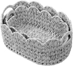 Set of 2 Scalloped Baskets, Small Wicker Baskets for Gifts, Grey by WEAVECOMFORTINTOEVERYCORNER