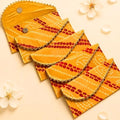 LoveNspire Brocade Fabric Money Envelopes (7.5 x 3.5 Inch) Decorative Bandhani Pattern Shagun Lifafa for Indian Wedding, Birthday | Cash Gift Holder & Home Savings Organizer Yellow/Pack of 20 by LOVENSPIRE