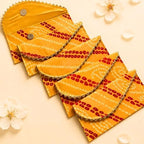 LoveNspire Brocade Fabric Money Envelopes (7.5 x 3.5 Inch) Decorative Bandhani Pattern Shagun Lifafa for Indian Wedding, Birthday | Cash Gift Holder & Home Savings Organizer Yellow/Pack of 20 by LOVENSPIRE