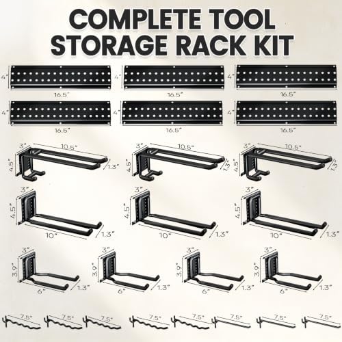 Garage Tool Organizer Wall Mount, 99 Inch Heavy Duty Garage Organization System with 18 Adjustable Hooks, Garden Tool Storage Rack for Garage, Yard & Shed, Holds Up to 750 lbs - Image 6