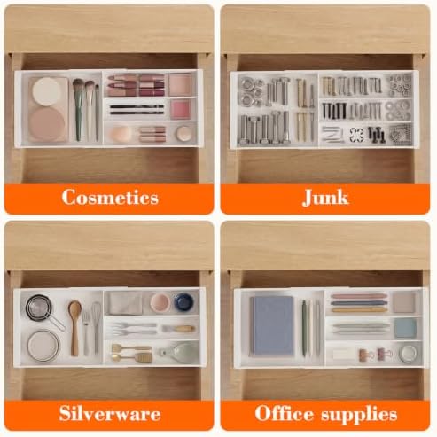 Briwooody 3 Pcs Hanging Sliding Drawer Tray with Adjustable Dividers - Image 7