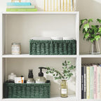Vagusicc Wicker Storage Basket, Paper Rope Wicker Baskets with Handles, Toilet Paper Basket for Toilet Tank Top, Small Wicker Baskets for Organizing Shelves, 2-Pack, Green - Image 3