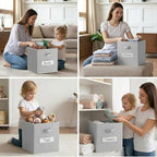 Storage Bins,13 Inch Cube Storage Bin with Labels,6pcs,Light Grey - Image 6