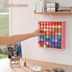 Krafetto 64-Grid Paint Organizer for 2 Oz Bottles, Wall Mount, Pink - Image 6