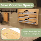 Bamboo 3-in-1 Wrap Dispenser with Cutter - 12" Rolls - 8 Units - Image 5