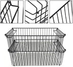 Set of 2 Stackable XXL Wire Baskets For Pantry Storage and Organization -16x12in Large Metal Food Baskets -Vegetable,Fruit,Potato,Onio, Pantry Storage Bins With Handles (Black, XXL) - Image 4